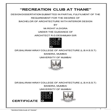 Architecture Thesis Recreation center