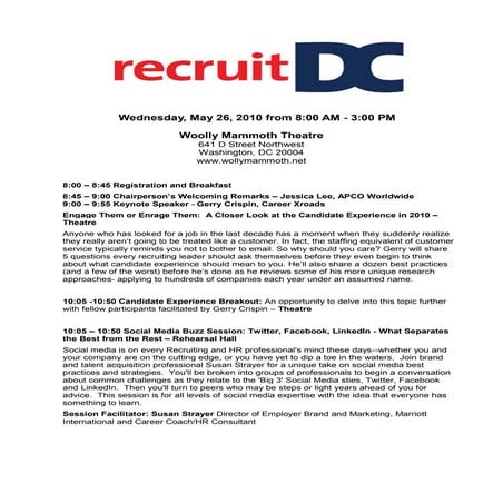 recruitDC Agenda