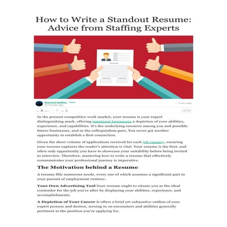 How to Write a Standout Resume: Advice from Staffing Experts
