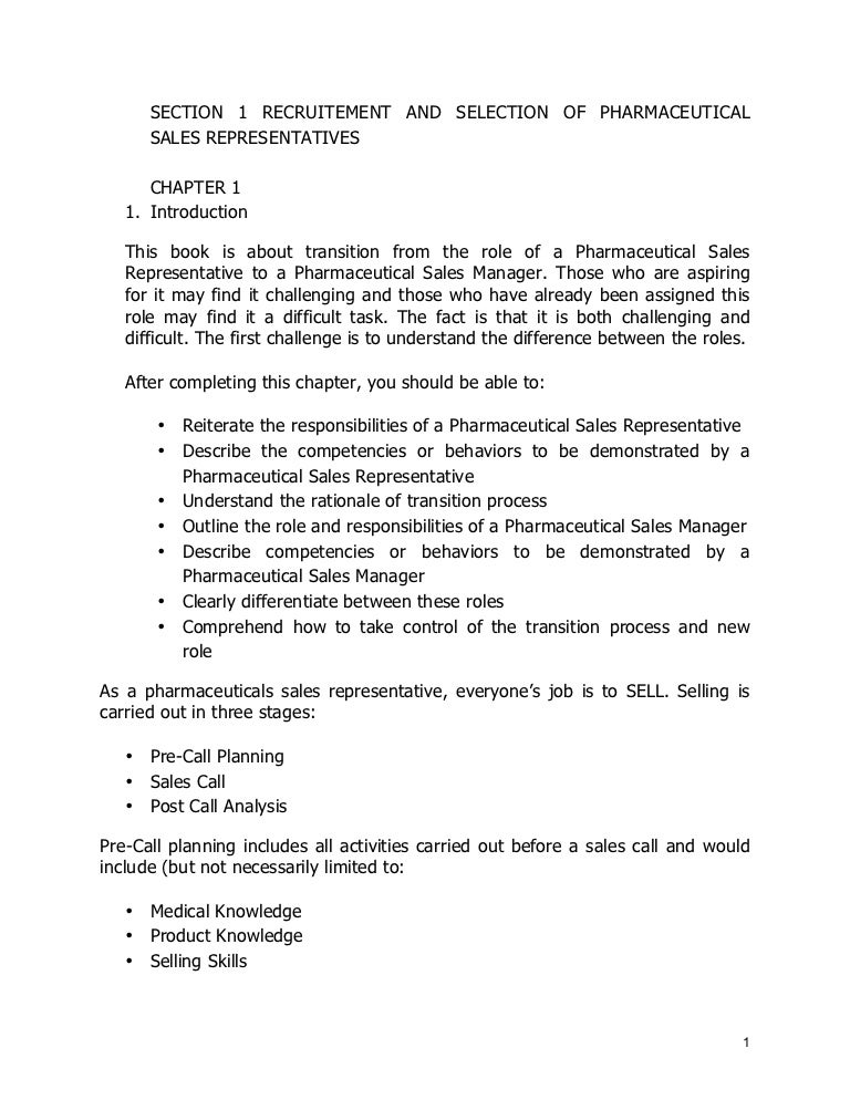 recruitement and selection of a pharmaceutical sales represenative d pharma sales job description