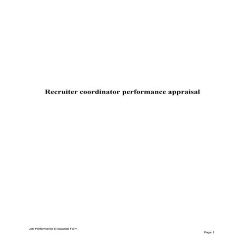 Recruiter coordinator performance appraisal