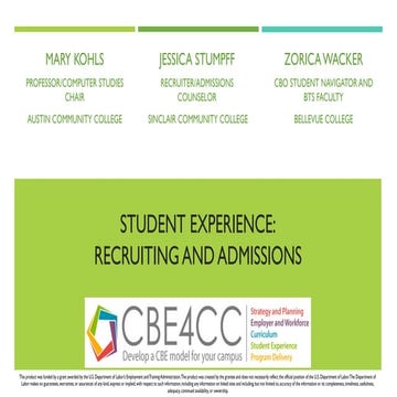 Recruiting and Admissions Faculty Development Model - Competency-Based Education