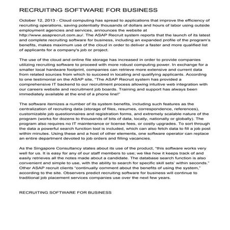 RECRUITING SOFTWARE FOR BUSINESS