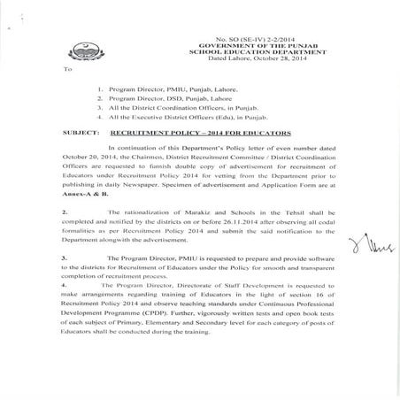 Recruitment schedule-educators by asif ali raza