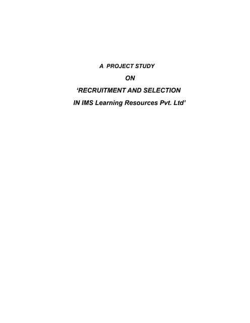 Recruitment And Selection