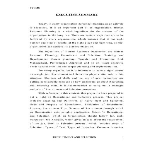 Recruitment and selection