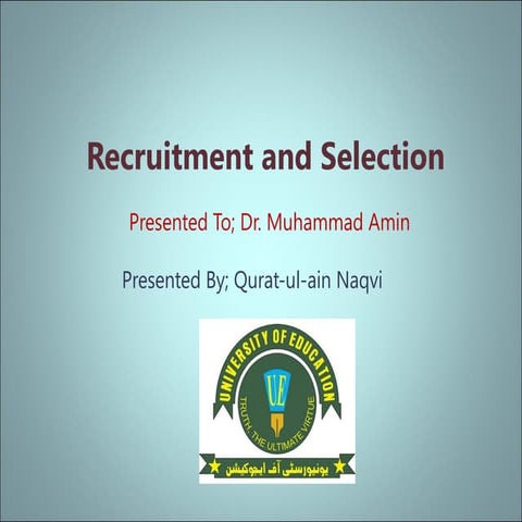 Recruitment and selection