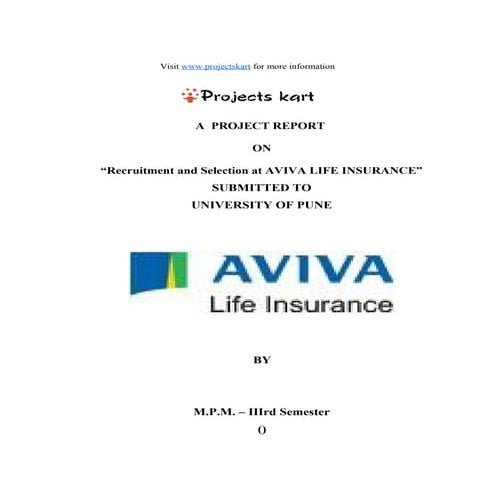 Recruitment and Selection at Aviva Life Insurance