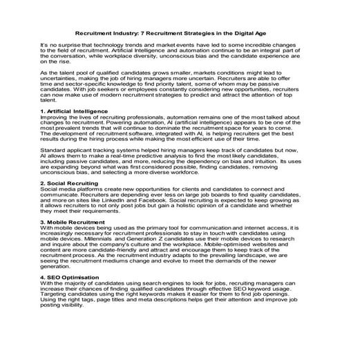 Recruitment industry