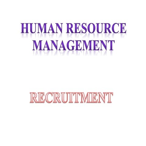 Recruitment in hrm