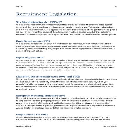 Recruitment legislation