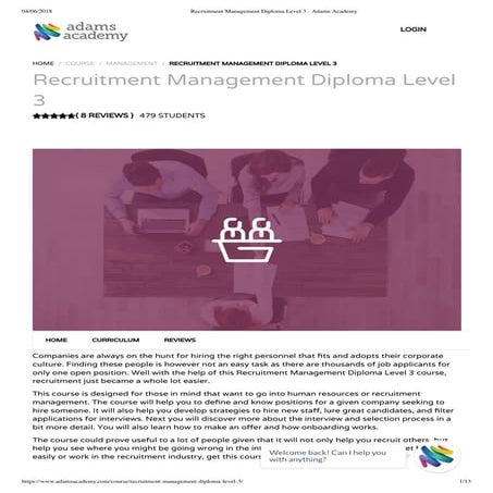 Recruitment Management Diploma Level 3 - Adams Academy