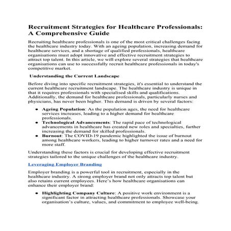 Recruitment Strategies for Healthcare Professionals A Comprehensive Guide.docx