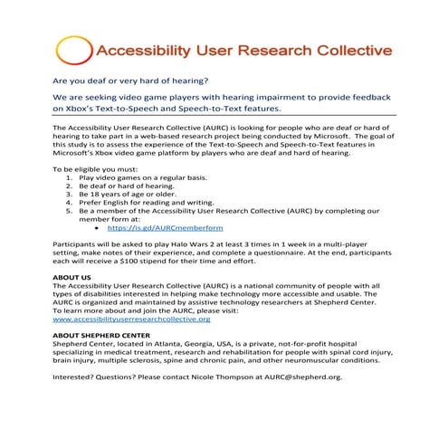 AURC and Xbox User Research