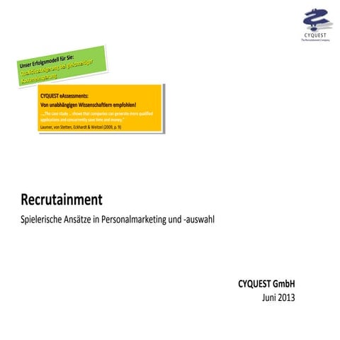 Recrutainment - Spielerische Ansätze in Personalmarketing und -auswahl