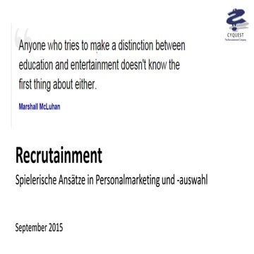 Recrutainment - Spielerische Ansätze in Personalmarketing und -auswahl