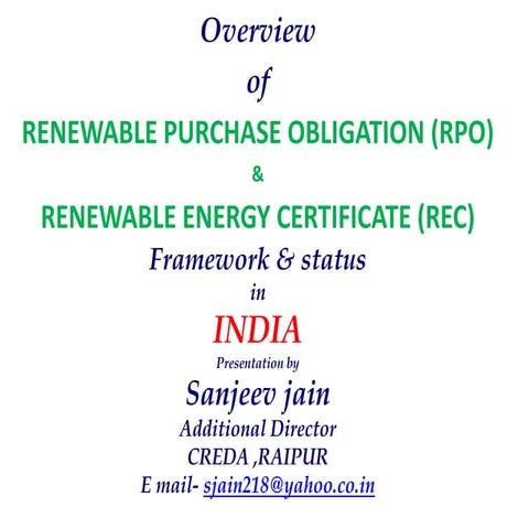 Renewable Energy Certificate (REC) Mechanism | PPTX