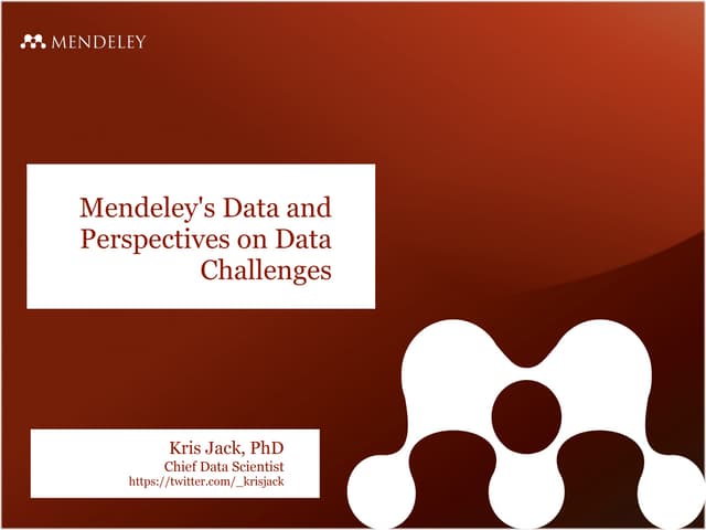 Mendeley's Data and Perspectives on Data Challenges