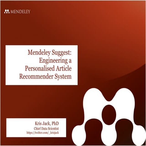 Mendeley Suggest: Engineering a Personalised Article Recommender System