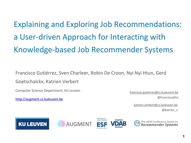 Explaining and Exploring Job Recommendations: a User-driven Approach for Inte...