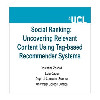 RecSys 2008: Social Ranking