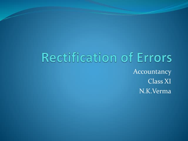 Rectification of errors for class XI