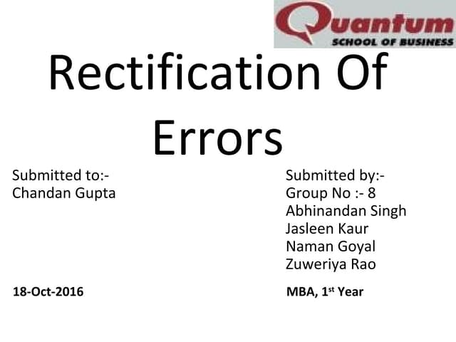 Rectification of errors