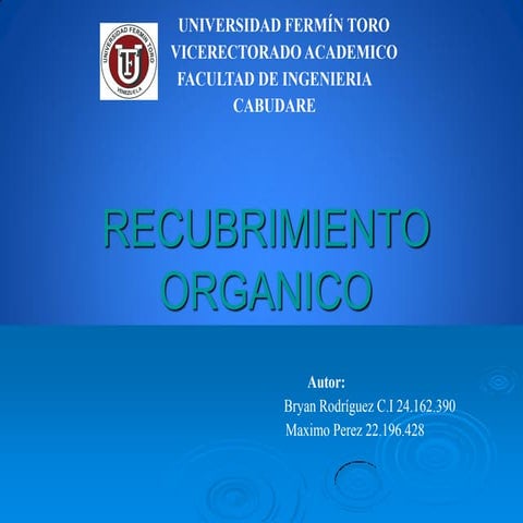 Recubrimiento organico