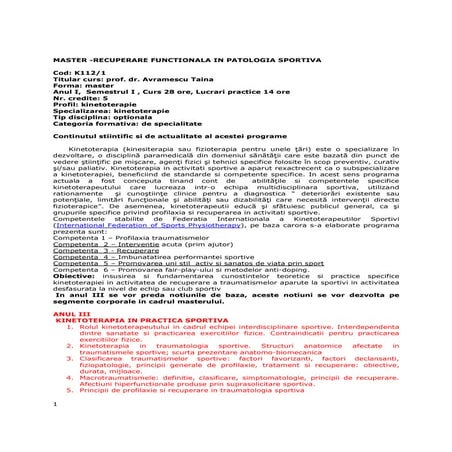 Recuperare functionala curs