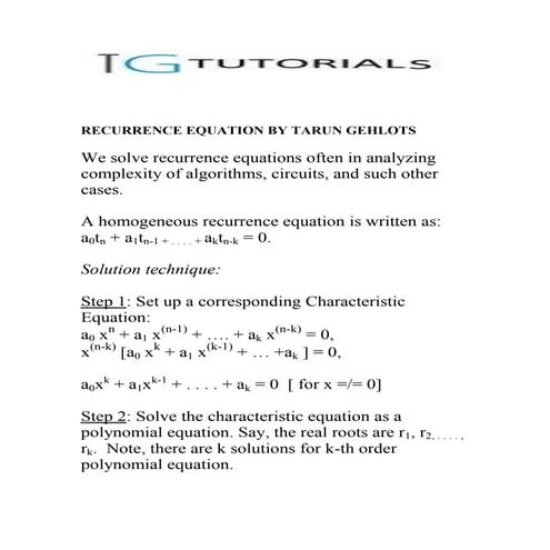 Recurrence equations