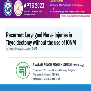 Recurrent Laryngeal Nerve Injuries MAnagement in Thyroid Surgery | PPTX
