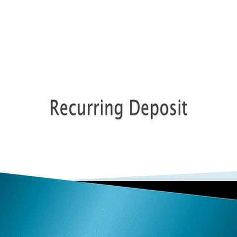 Recurring Deposit in India