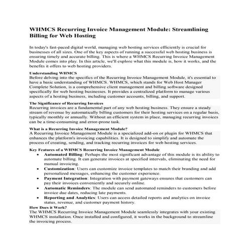 Recurring Invoice Management Module