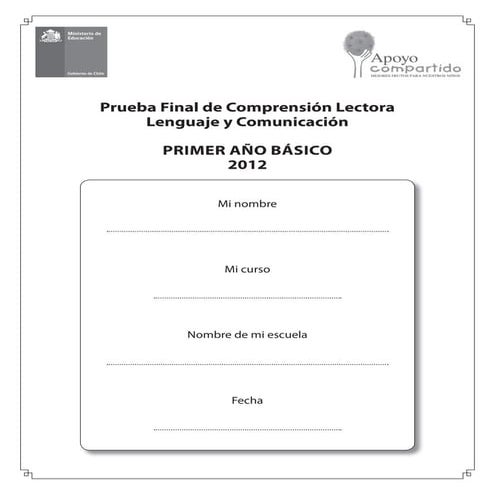 Recurso prueba final      1° básico Lenguaje   2012