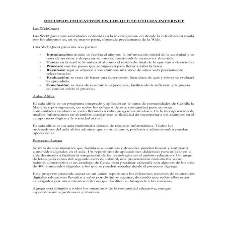 Recursos educativos en los que se utiliza internet