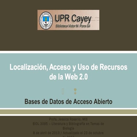 Recursos Información Web 2.0 / Bases de Datos con Acceso Abierto
