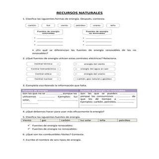 Recursos naturales ejercicios