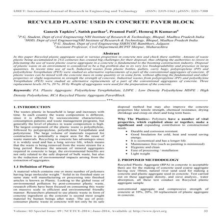 Recycled plastic used in concrete paver block