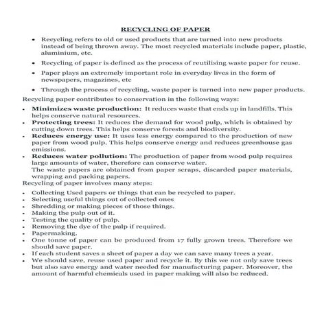 Recycling of paper class 8 cbse science biology | PDF