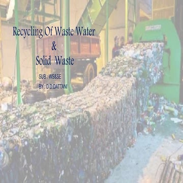 Recycling of waste water