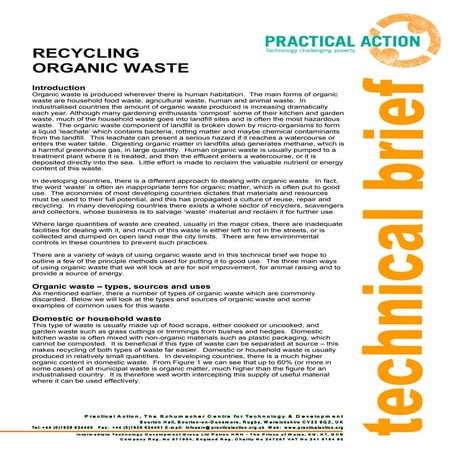 Recycling organic waste