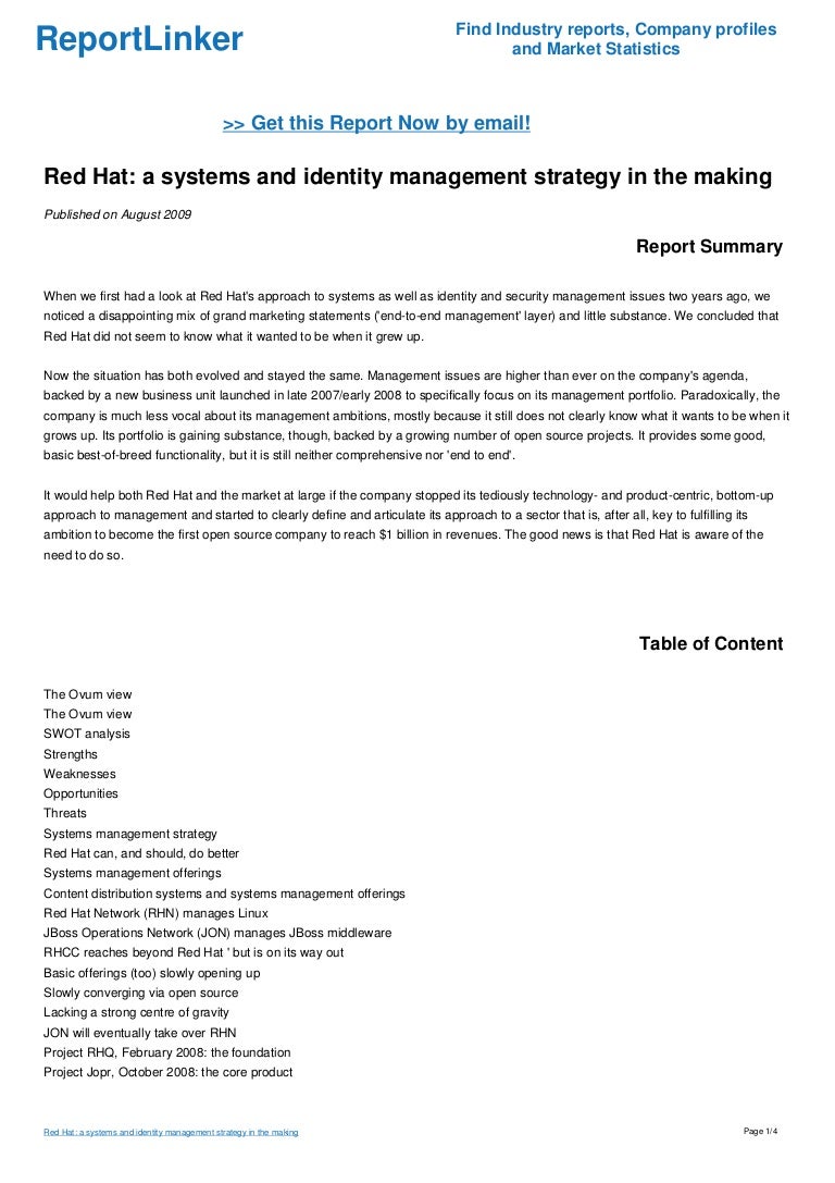 Red Hat a systems and identity management strategy in the making