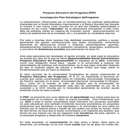 Redactado  proyecto  educativo  del  programa