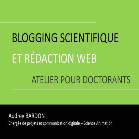 Atelier Blogging scientifique et rédaction web pour les doctorants