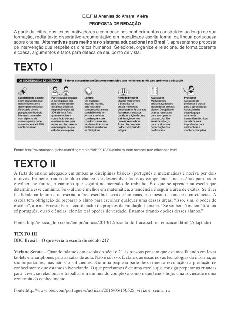 Leia Os Textos Motivadores Seguintes E Redija