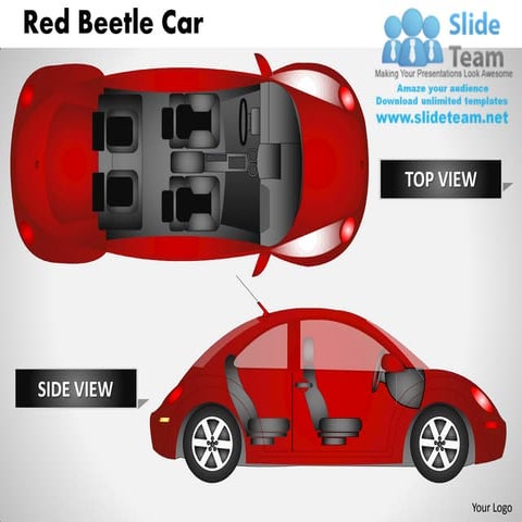 Red beetle car side view powerpoint presentation slides ppt templates