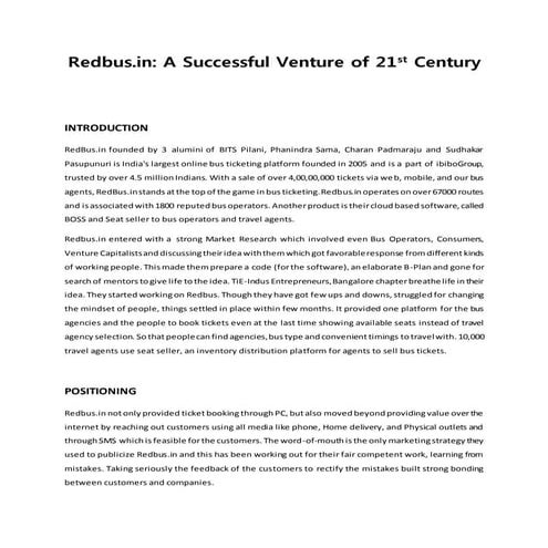 Redbus.in - Market Positioning