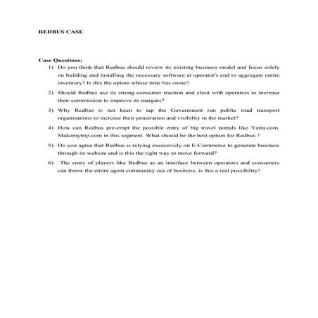 Redbus case (questions)