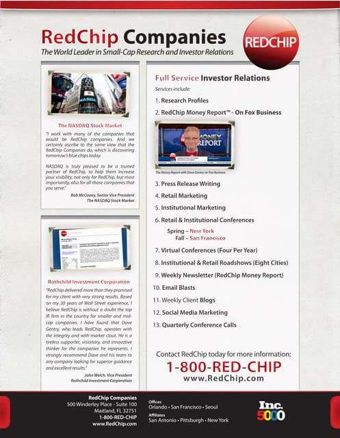 Redchip Companies, Inc. presentations
