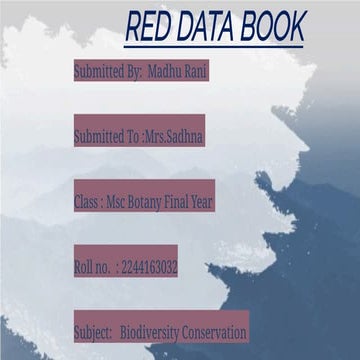 Red Data Book by Madhu Rani Msc botany final year | PDF